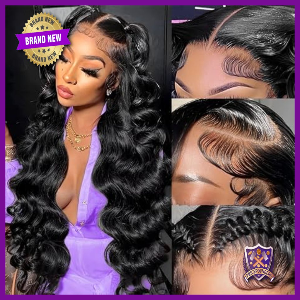 32 Inch Human Hair Lace Front Wig 200 Density Body Wave Pre Plucked Glueless